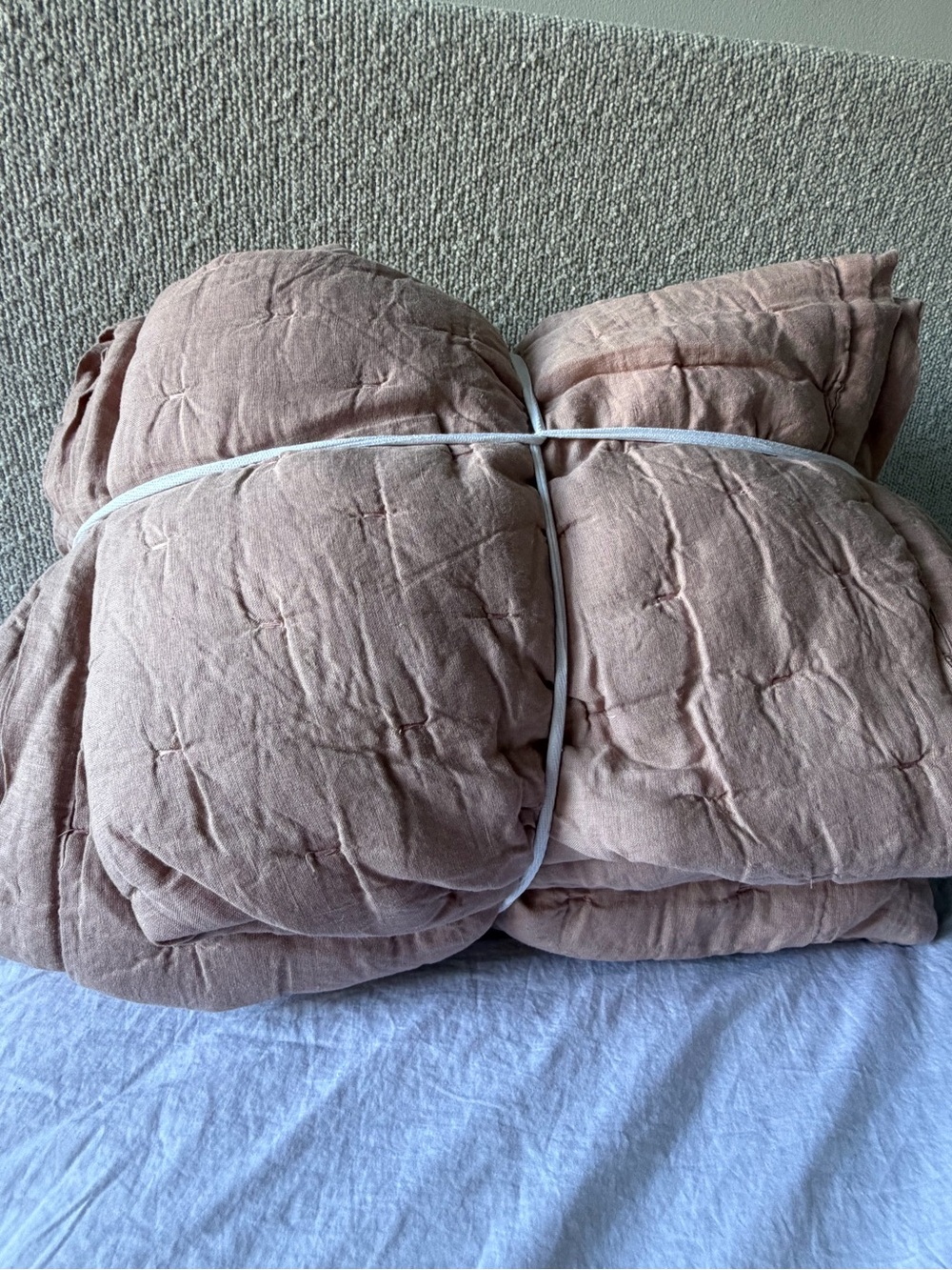 Quince European Linen Dream Quilt Dusty Mauve King/Cal King - Picture 4 of 9